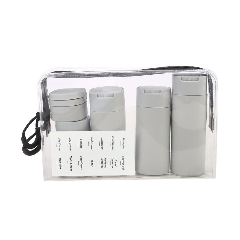 

1Set PP Refillable Cosmetic Empty Liquid Container Cream Lotion Shampoo Shower Gel Eye Serum Perfume Packaging Empty Bottles for Travel Business Trip One Size серый