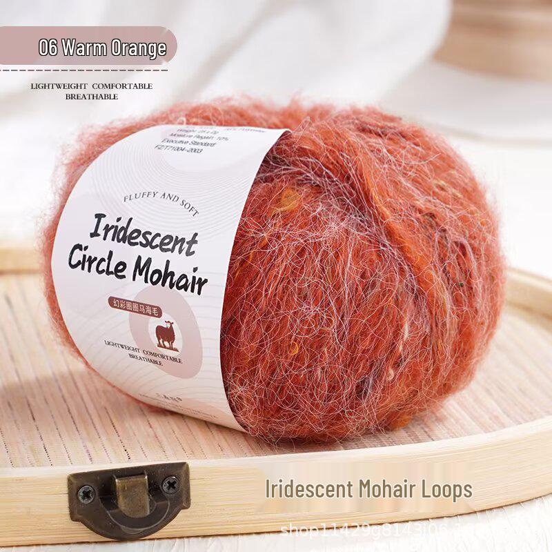 Iridescent Rainbow Mohair Silk Yarn - Hand-Knitted Hat, Sweater, Scarf, Shawl, and Coat Crafting Material