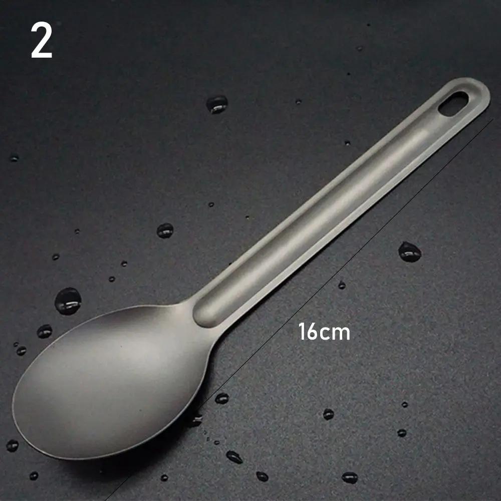 Environmental New Pure EDC Camping Tool Cutlery Fork Long Handle Spoon Outdoor Picnic Accessories Titanium Cookware
