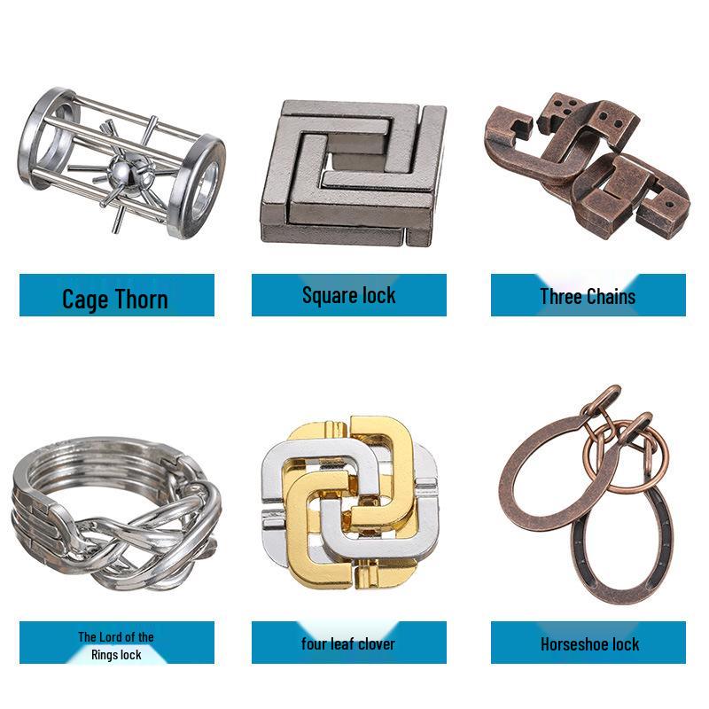 Kongming Lock Puzzle Set: Nine Interlocking Alloy Rings - Educational Disentanglement Toy