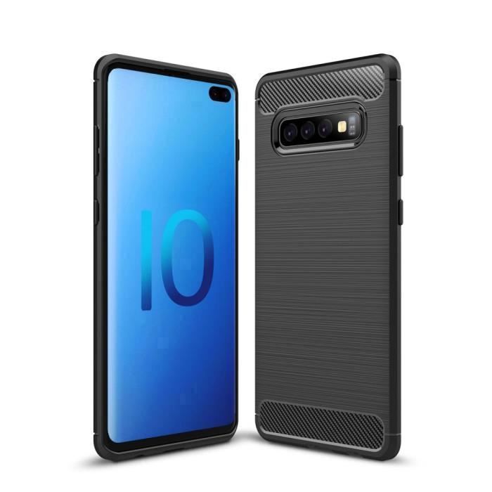 Pouzdro pro samsung galaxy s10 plus z TPU karbonových vláken černé