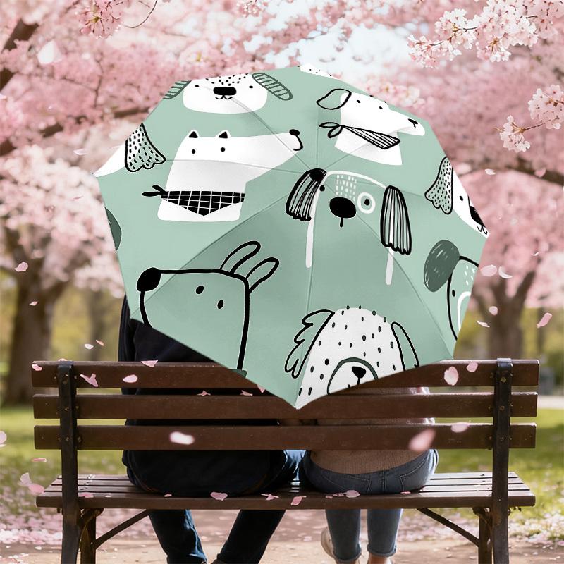 1PC Dog Pattern Umbrella-8-Rib Reinforced, Automatic Open, Lightweight & Durable, Cute Fashion Accessory for Outdoor-A1309