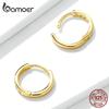 BAMOER Gold Hoop Earrings for Women 925 Silver Minimalist Simple Circle Earing Real Silver Korean Fashion Jewelry