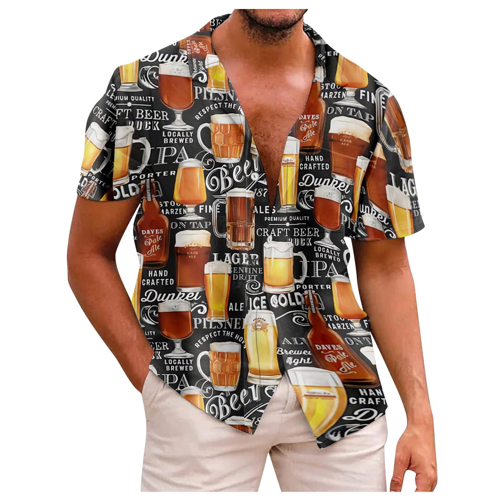 

Новая летняя мужская облегающая рубашка с принтом, большая модная повседневная мужская рубашка с коротким рукавом коричневый