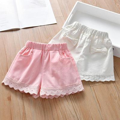 Girls' Summer Thin Baby Casual Versatile Shorts with Butterfly Lace for Children's Outdoor Wear