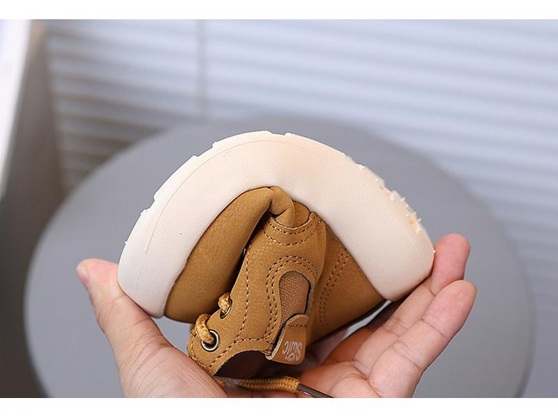 Leichte Retro Unisex Kinder Stiefel mit dicker Sohle aus gelbem Leder, Herbst 2025 Kollektion