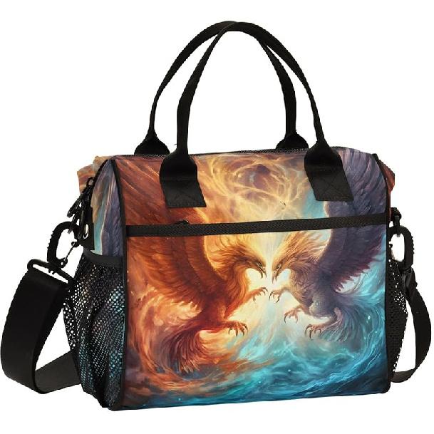 Green Butterflies Large Insulated Lunch Bag for Office Work School Picnic Reusable Tote Bag, Medium, A05W23017