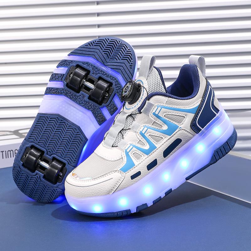 Roller Skate Shoes Kids Sneakers With 4 Wheels LED Light Luminous Children Glowing Fashion Outdoor Sports Shoes Girls Boys Gifts
