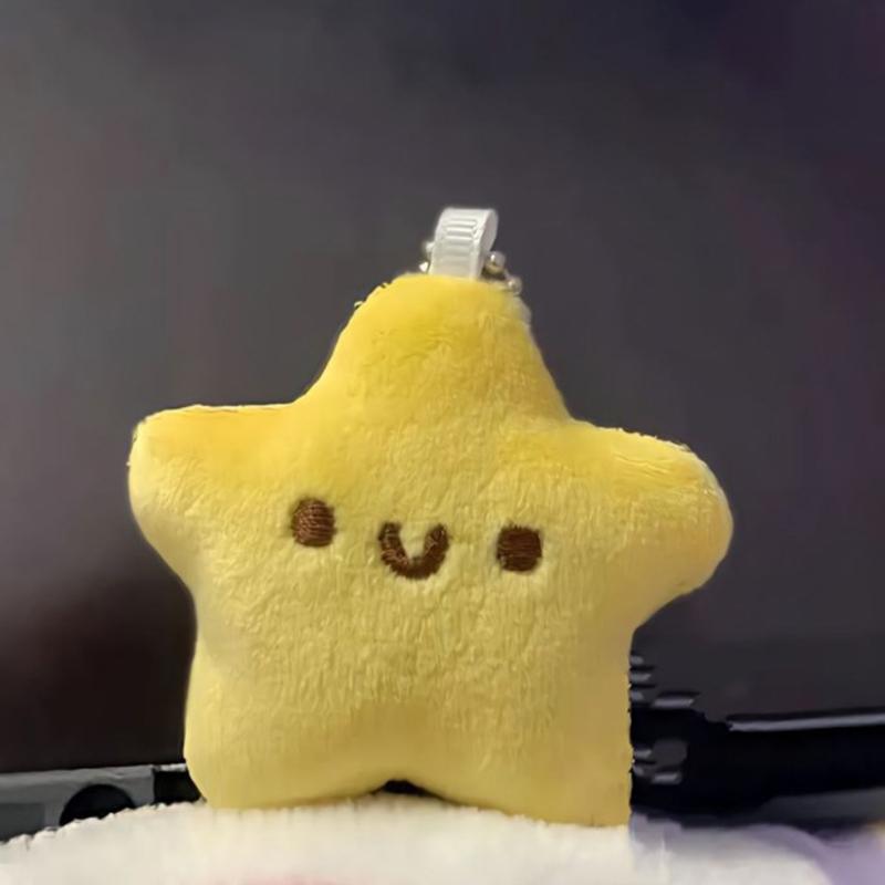 Cute Stars Plush Toy Doll Squeak Keychain Fluffy Soft Stuffed Toy Backpack Bag Pendant Charms Adorkable Gift For Kids Girlfriend