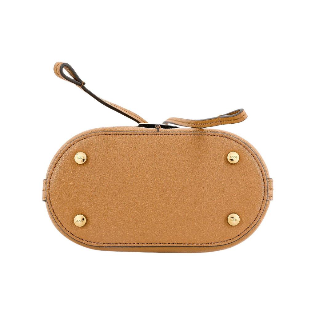 Tods Timeless Metal T Logo Drawstring Closure Leather Bucket Bag Women Bags Brown XBWTSAQ0000Q8ES410