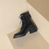 Treasure of the town store! Soft to explode! 2025 autumn and winter new round head lace-up thick-heeled Martin boots elastic high-heeled short boots