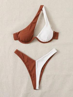 Sexy bikiny Plavky s vykrojením Dámské plavky 2025 Jednoramenné bikiny Vysoký střih Plavky Push-up Plážový bikini set