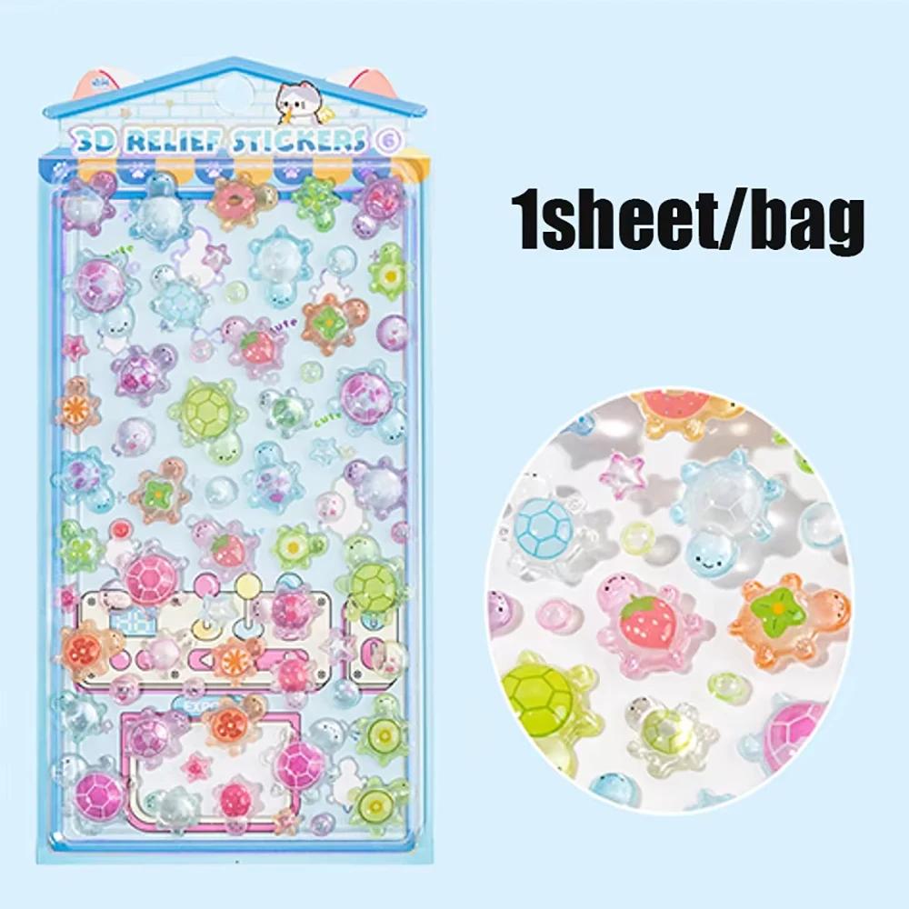 

NEW Cute 3D Embossed Stickers Ice Cream Turtle Strawberry Apple Material for Phone DIY Scrapbooking Journaling Craft Supplies