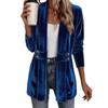 Women Velvet Blazer Open Front Lapel Collar Double Breasted Decor Long Sleeve Coat Multi Color