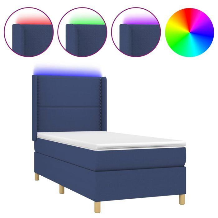 VidaXL Slat Bed Base with Mattress and LED, Upholstered Bed, Single Bed, Adult Bed for Interior Bedroom, 3138779