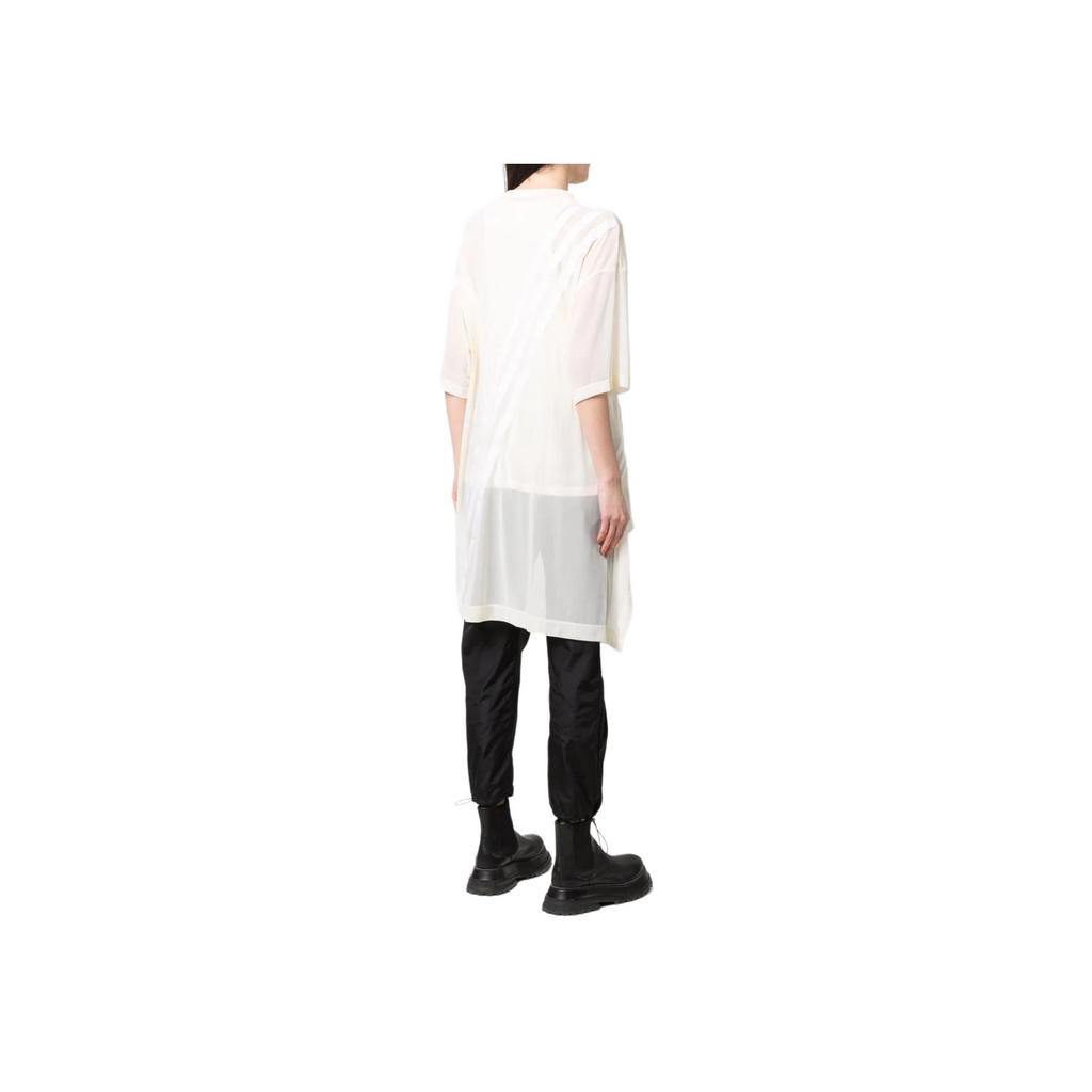 Y-3 Mesh Splicing Striped Short Sleeve T-Shirt Women Tops White HG6112