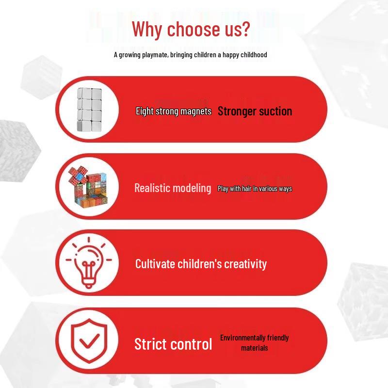 Minecraft TNT Magnetic Building Block Puzzle - Children's Magnetic Iron Cubes Toy