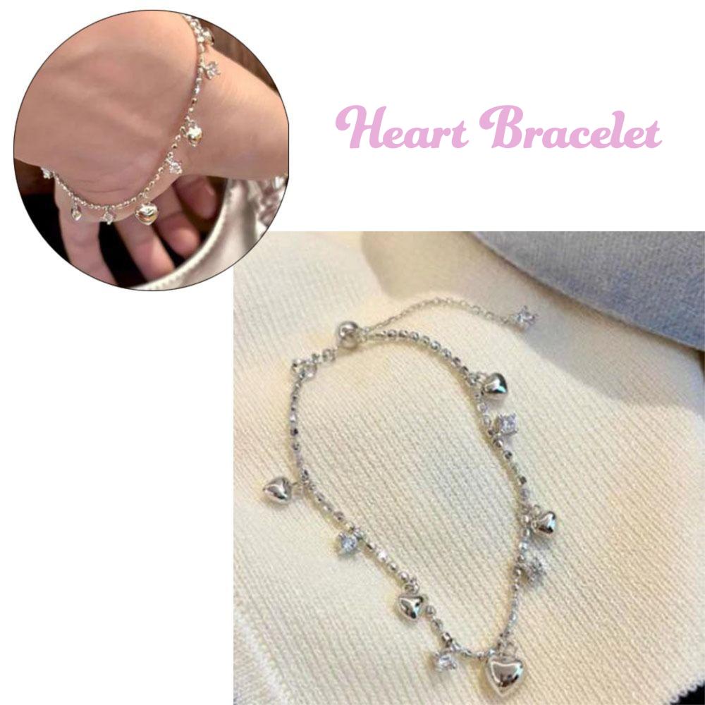 Minimalist Heart Pendant Bracelet Glod Silver Zircon Charm Bracelets Tassel Bracelet  Daily Wear