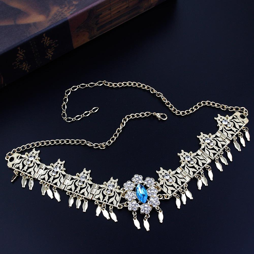 Corrente de testa, coroa de noiva, joias femininas, utensílios de cabelo, cor dourada, cristal árabe, faixa de cabelo