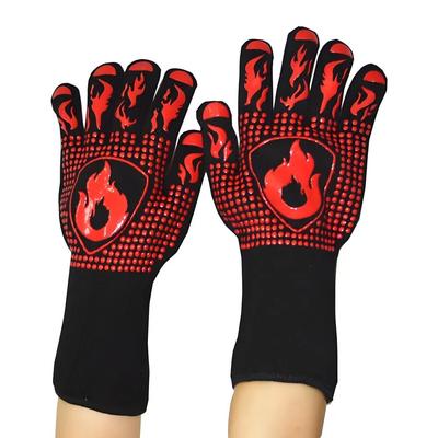 1PC BBQ High Temperature Resistant Gloves Silicone Insulation Flame Retardant Fireproof Baking BBQ Oven Gloves