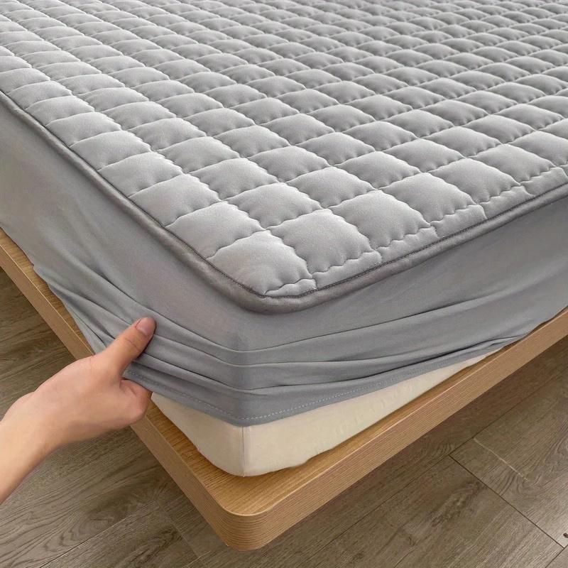 Waterproof High Quality Mattress Cover- Antimicrobial Hypoallergenic Mattress Protector, Noiseless Fitted Sheet Waterproof Thickened Mattress Pad