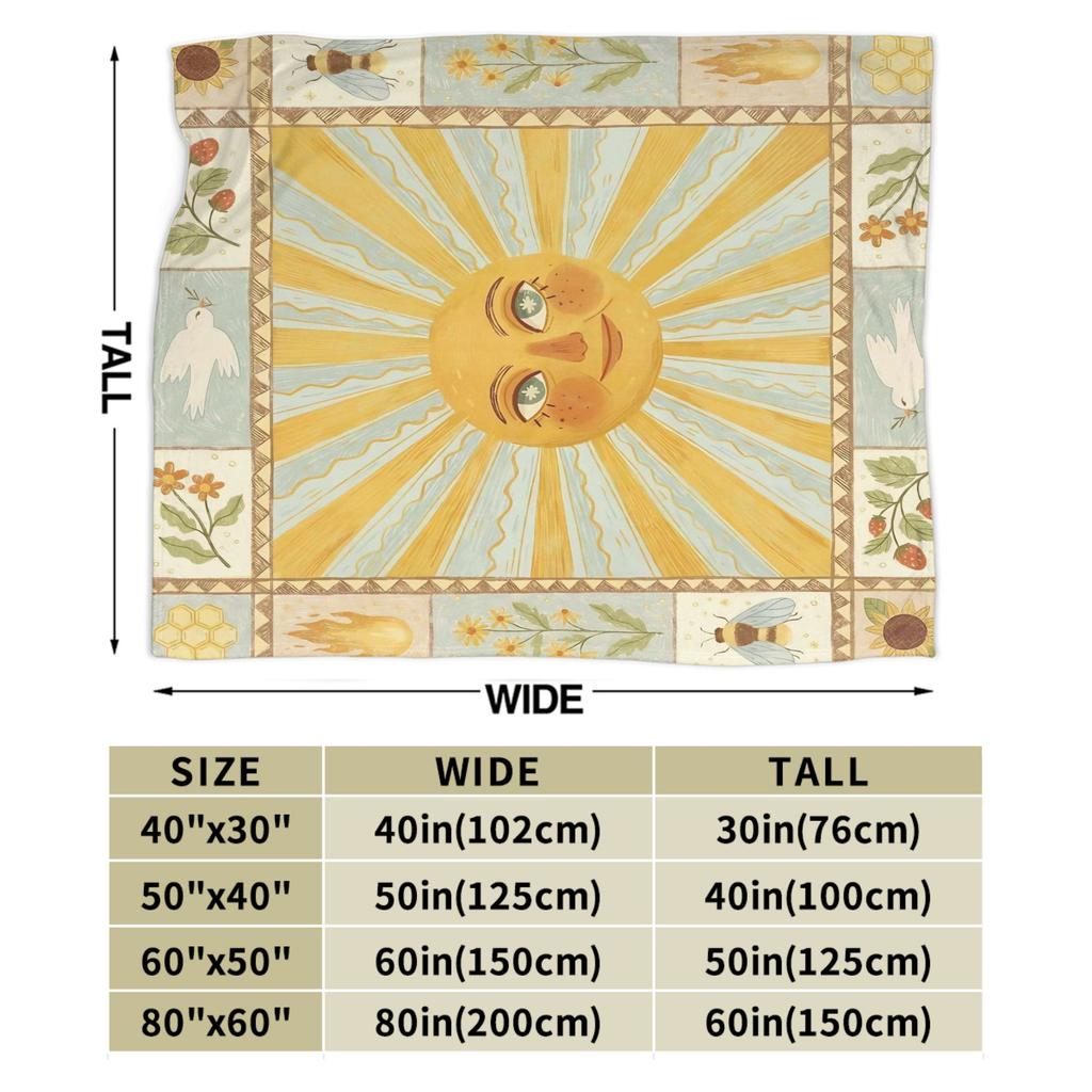 Border Painting Art Sun Flannel Blanket Winter Super Soft Bedding Throws for Kids Couch Chair Aesthetic Bedspread Sofa Bed Cover