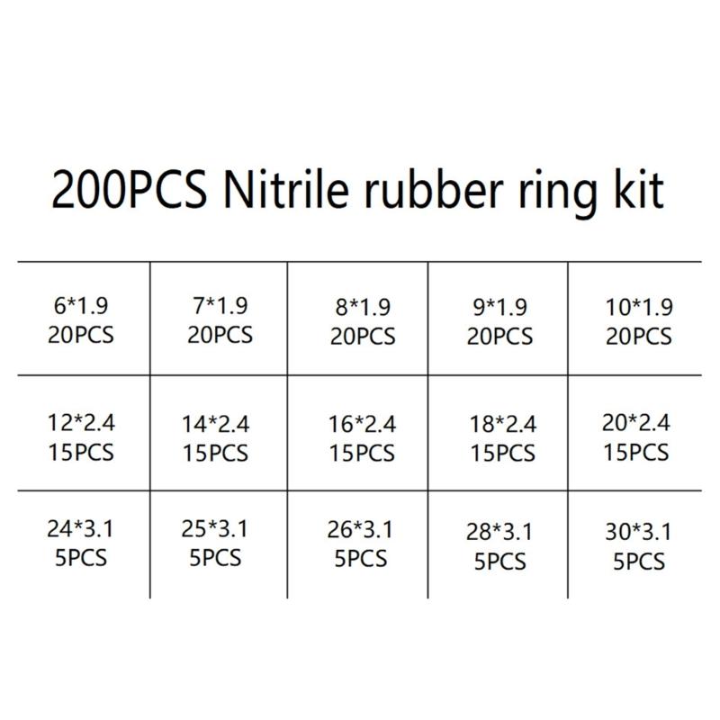 200Pieces O-Rings Seal Gasket Washers Round Rubber 15 Size Washer Seals Assortment Kit Tap Seal Plumbing Gaskets