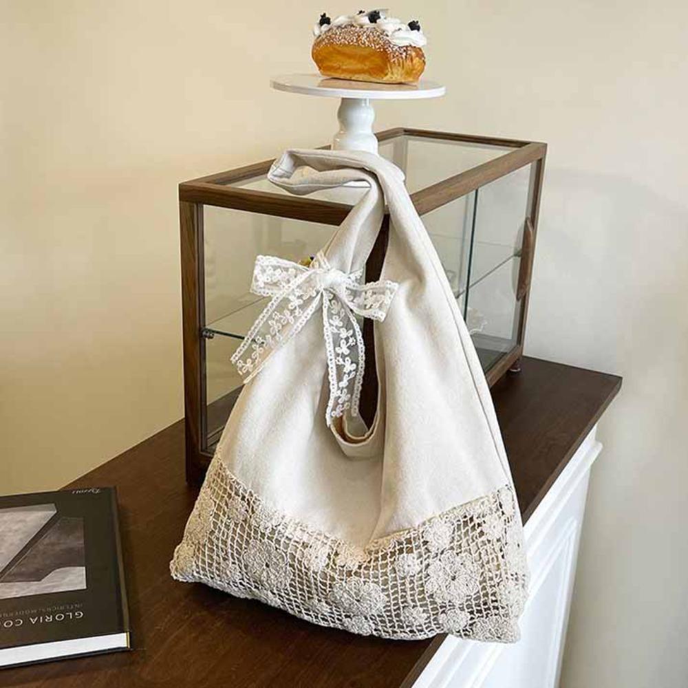 Tote Bag Flower Beach Bag Hollow Out Hollow Shoulder Bag Simple Solid Color Woven Bag  Girls