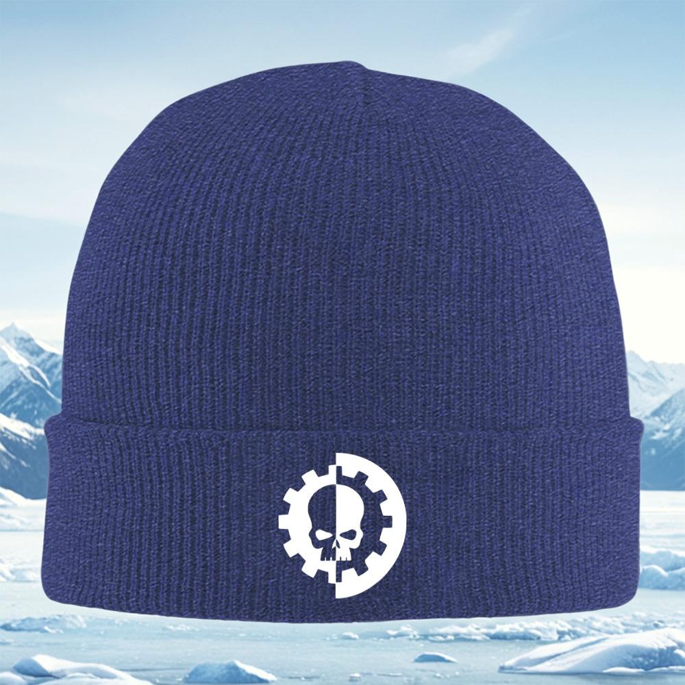 

Skull and gear logo design Men Women Unisex Knitted Hat Beanie Pullover Cap Winter Thermal Warm Christmas Outdoor Cycling Hiking