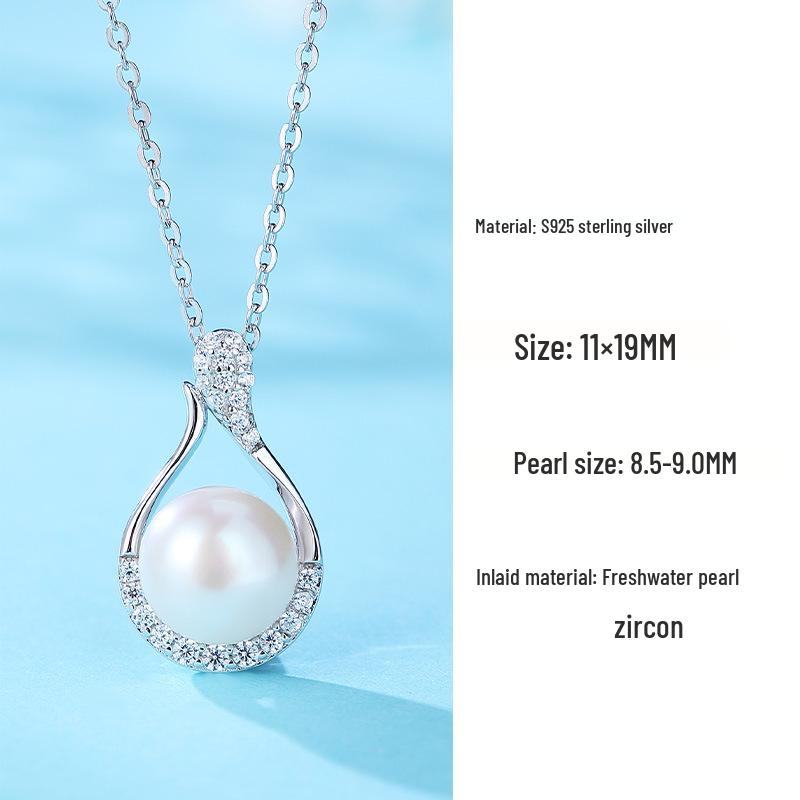 Korean Water Drop Freshwater Pearl Necklace for Women - Pure Silver S925 Pearl Pendant Clavicle Chain Silver S925