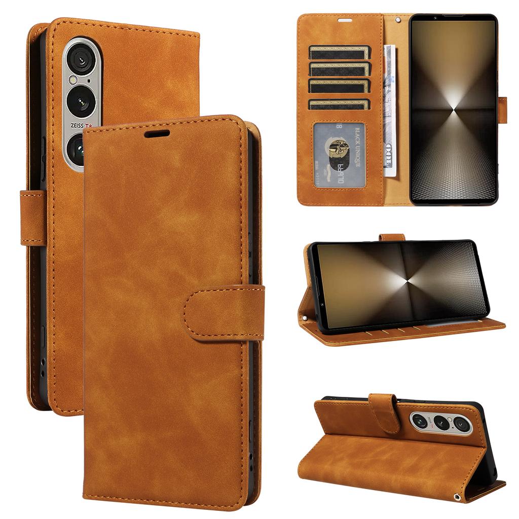 For Sony Xperia 1 VI Case with Thickened Strap RFID Blocking Wallet Stand Leather Flip Phone Cover
