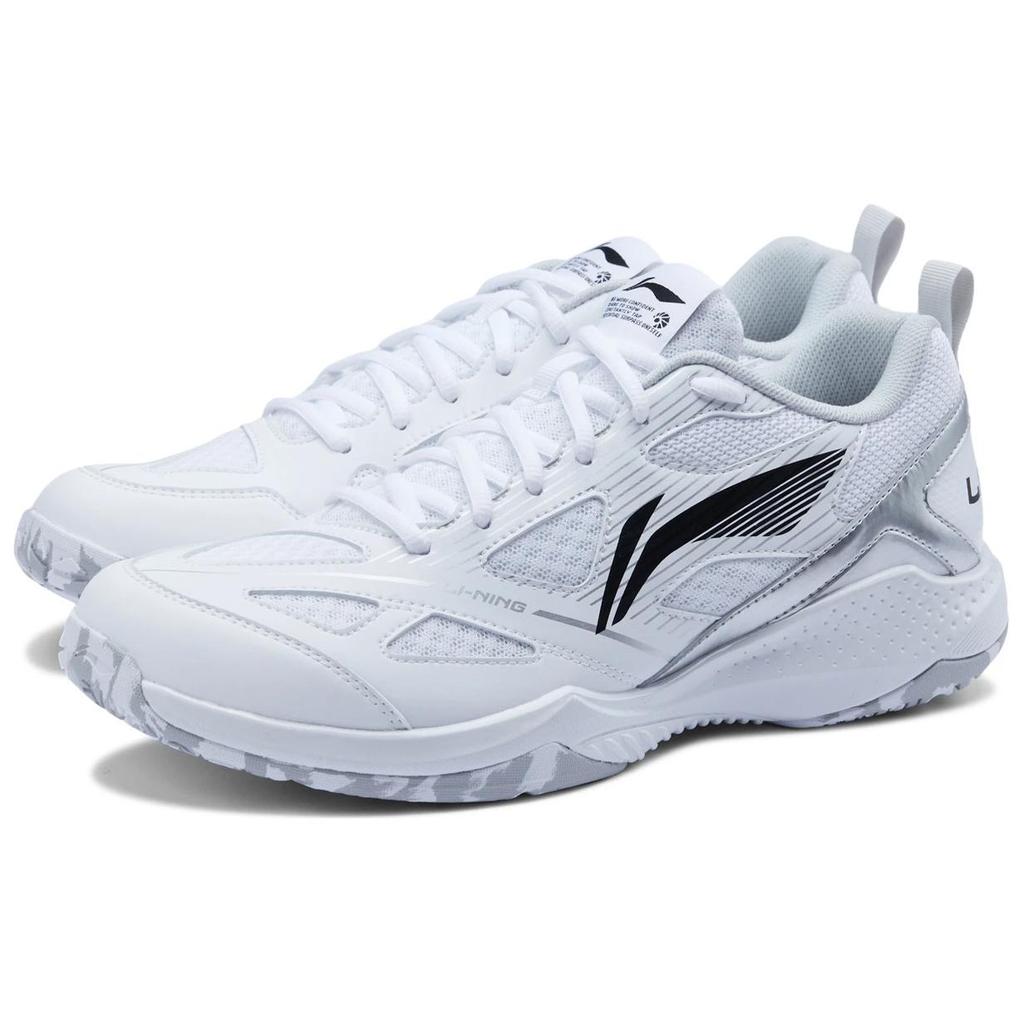 Li-Ning Synthetic Leather Comfortable Versatile Non-Slip Wear-Resistant Low-Top Badminton Shoes Unisex Sneaker White Black AYTU025-1