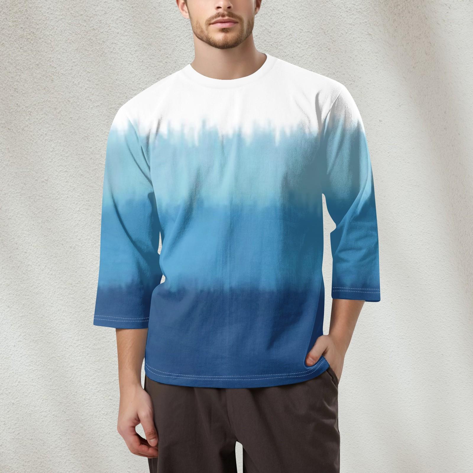 

Мужская модная футболка с круглым вырезом и рукавом 3/4 M