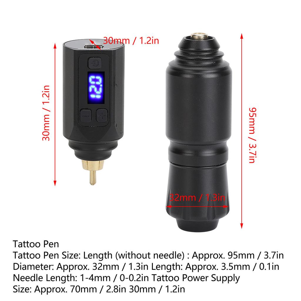 Rotary Tattoo Pen Machine Kit Cartridges Pen RCA Interface Wireless Tattoo Power Supply 1500mAh with RCA Cord