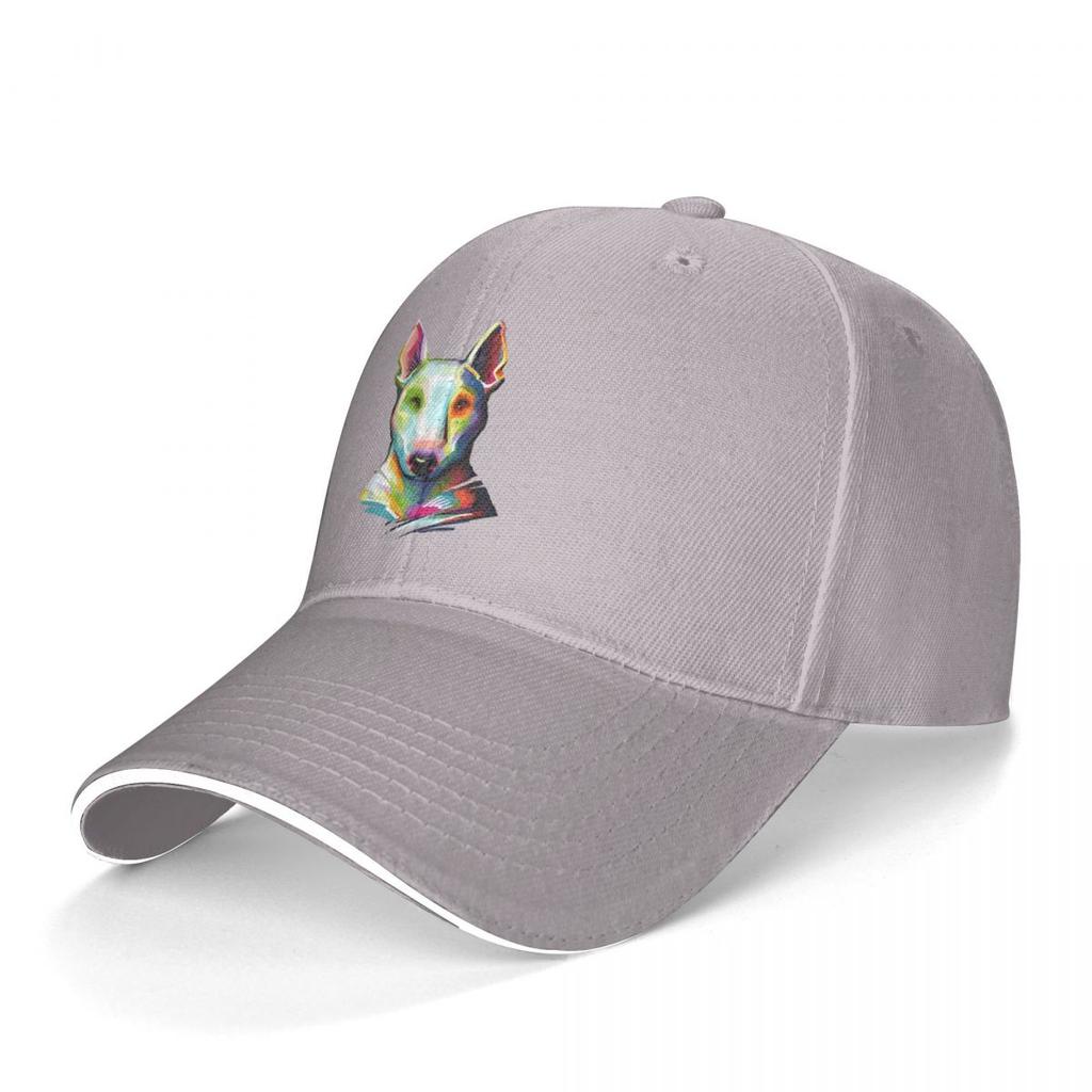 Bull Terrier Baseball Cap Bull Terrier Colorful Painting Wholesale Polyester Fitted Baseball Hat Drummer Outdoor Logo Cap