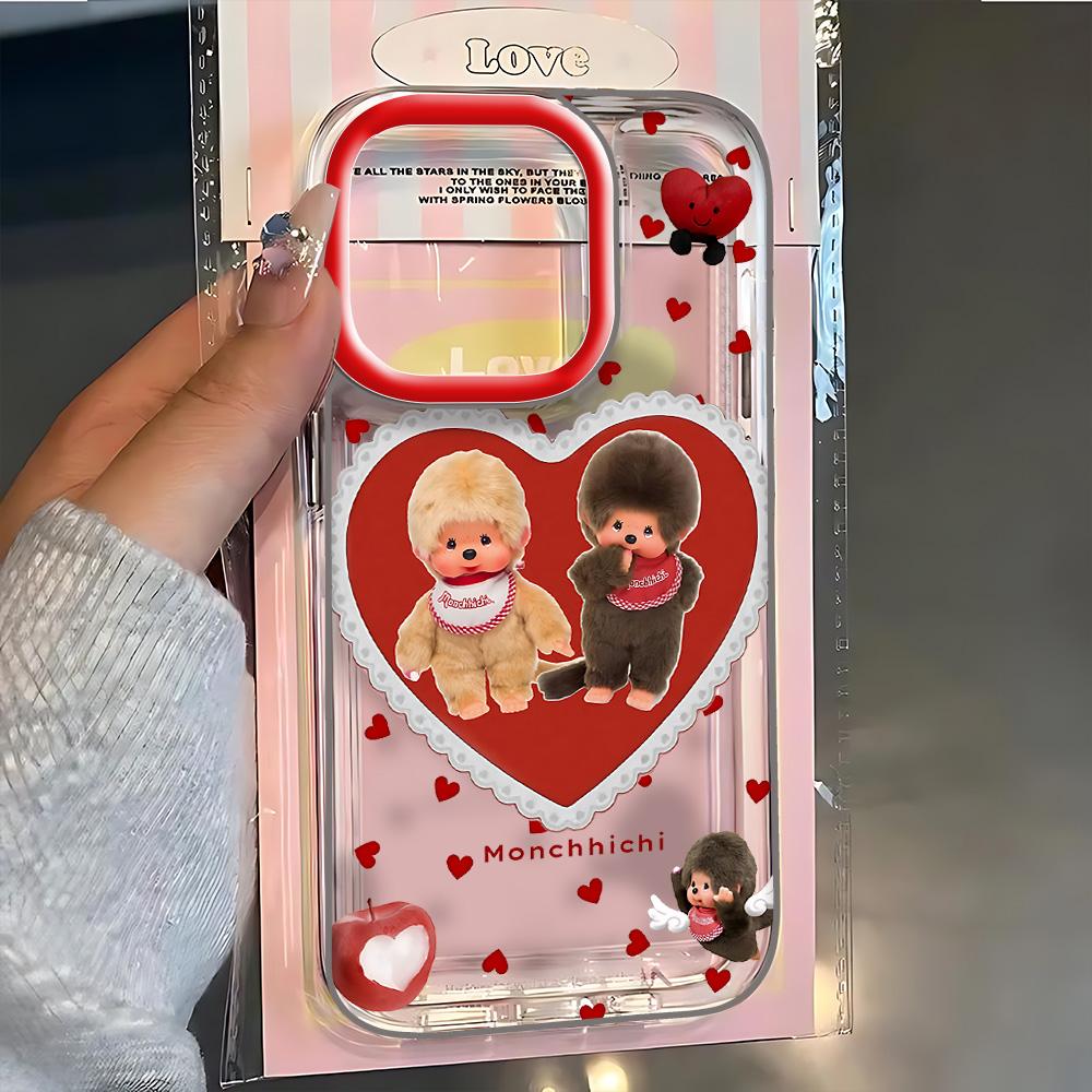 

Ins Cute M-Monchhichis Phone Case For iPhone 17e 17 16 16e 15 14 13 12 11 Mini Pro Max X XR XSMax Air Plus Transparent Cover iPhone 14 Plus