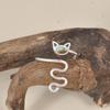 Turquoise Snake Wrap Ring | Adjustable Silver Cat Ring | Cute Animal Jewelry Gift for Women