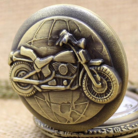 Motorrad Muster Taschenanhänger Herren Uhr Halskette Damen Geschenk