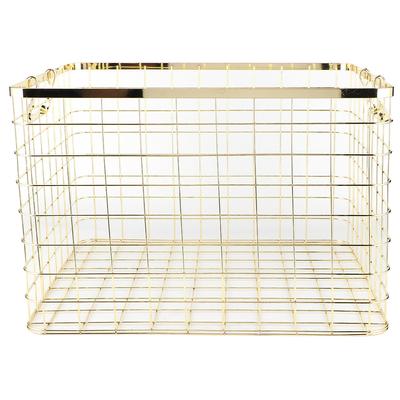 Stainless Steel Clothes Laundry Storage Basket With Handles Organizer for Kitchen Bedroom Gold