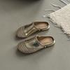 Fashion versatile hollow woven bag head half slippers women's summer retro two wear splicing wedge heel cool slippers Muller shoes