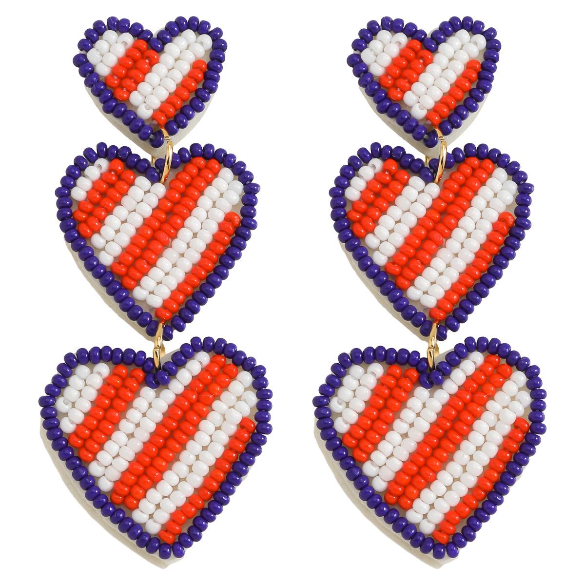 

Independence Day love blue and white color matching rice bead earrings personalized holiday handwoven earrings earrings