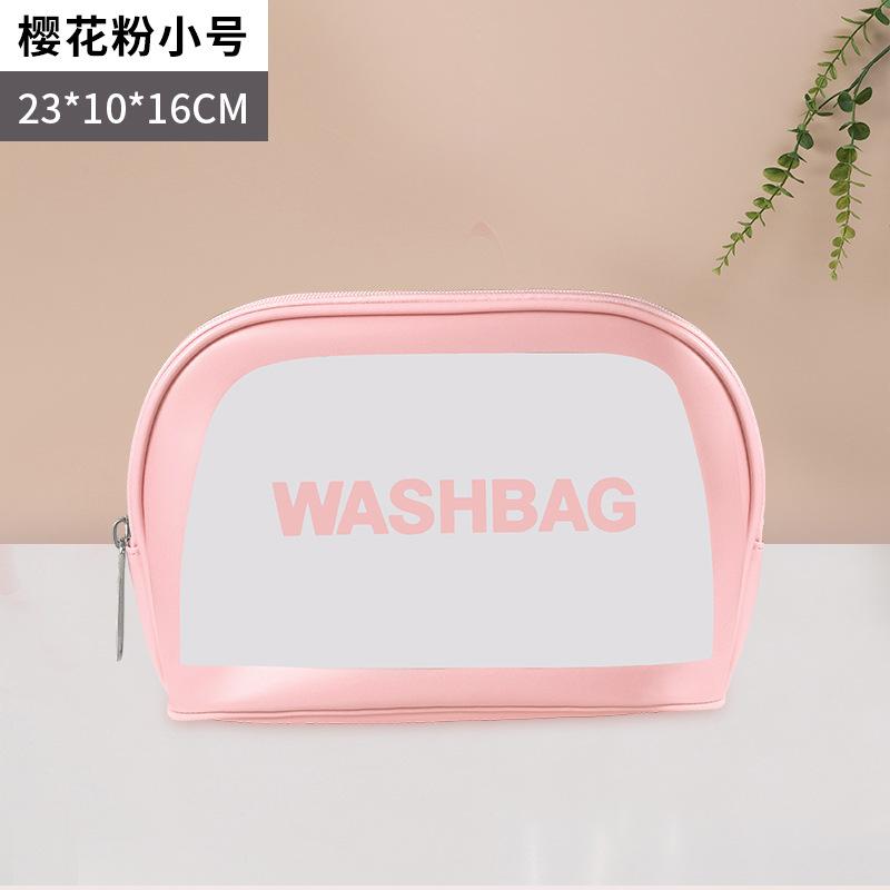Pu transparent three-piece cosmetic toilet bag large-capacity pvc bath bag translucent matte portable storage bag female Thickened