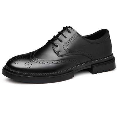 Brand Mens Oxford Genuine Leather Shoes Black Brown Handmade Lace Up Round Head Dress Shoes Wedding Office Business Formal Shoes