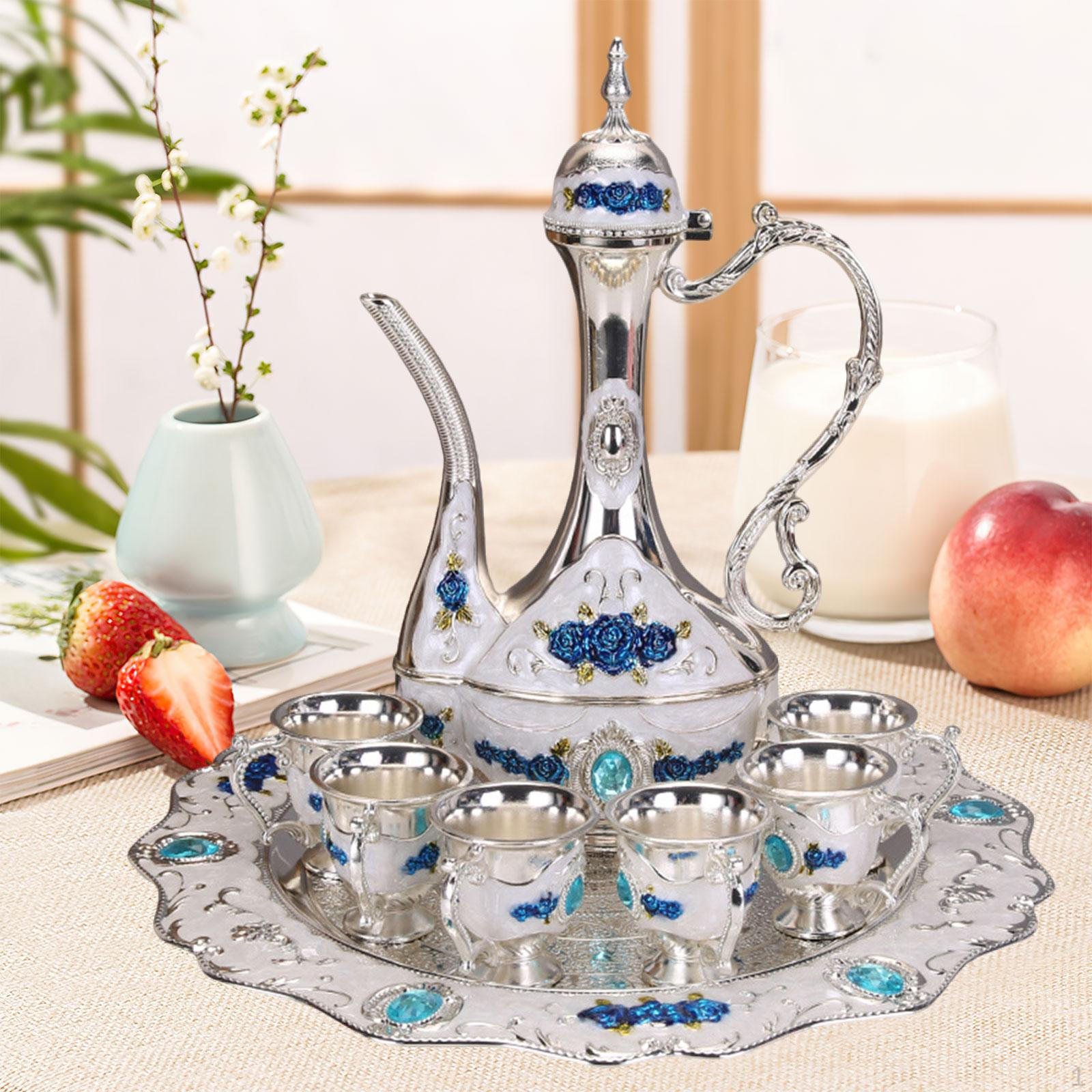 

Европейский чайник, набор винных напитков, посуда для напитков, служащая для вечеринки в столовой, баре синий