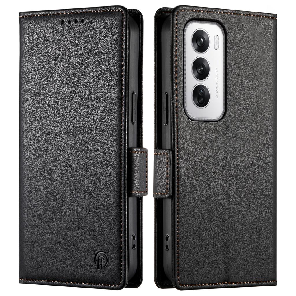 DF-010 For Oppo Reno12 5G (Global) Wallet Phone Case Stand PU Leather Flip Cover