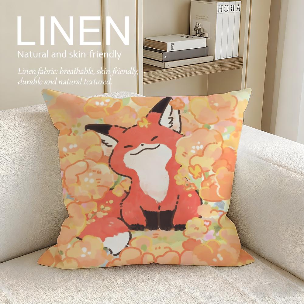 Cute Bokko Fox Cushion Cover Pillowcase Set Pcs x x Breathable Washable Sofa Cushion Cover