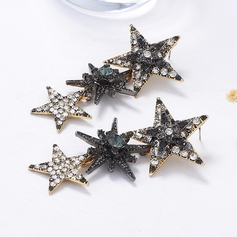 Błyszczące Kryształowe Cyrkonie Gwiazdki Wiszące Kolczyki Dla Kobiet Modna Biżuteria na Imprezę Świąteczną Prezenty