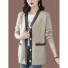 Knitted Cardigan Women's Sweater Jacket Spring and Autumn Loose V-neck Sweater Top