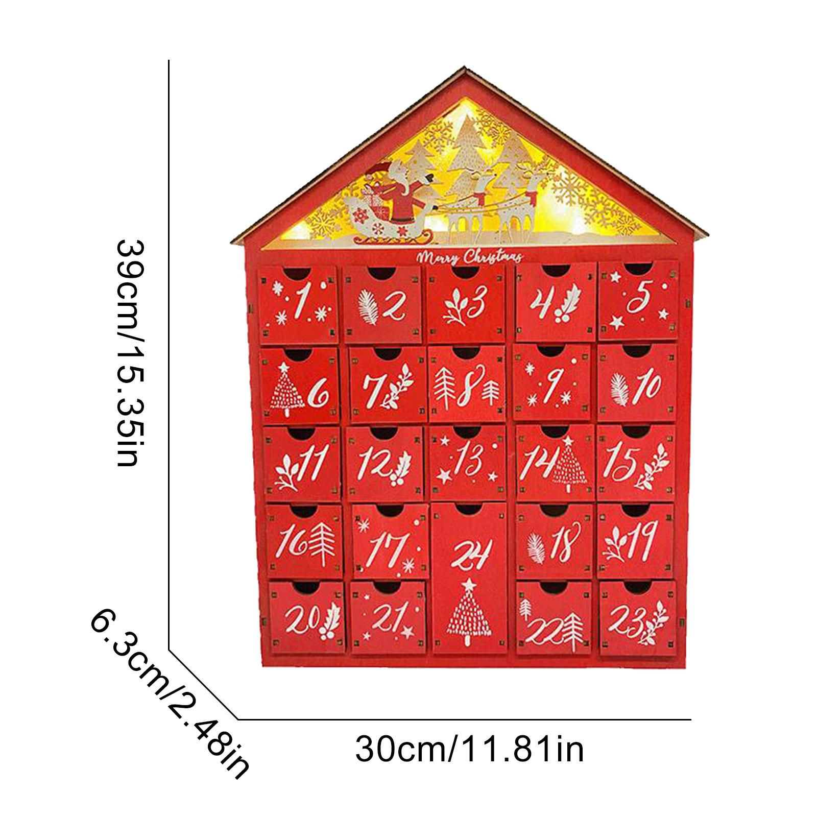 

Wooden Christmas Advent Calendar with 24Pcs Storage Drawers Refillable Village House DIY Countdown Calendars Xmas Gifts For Kids