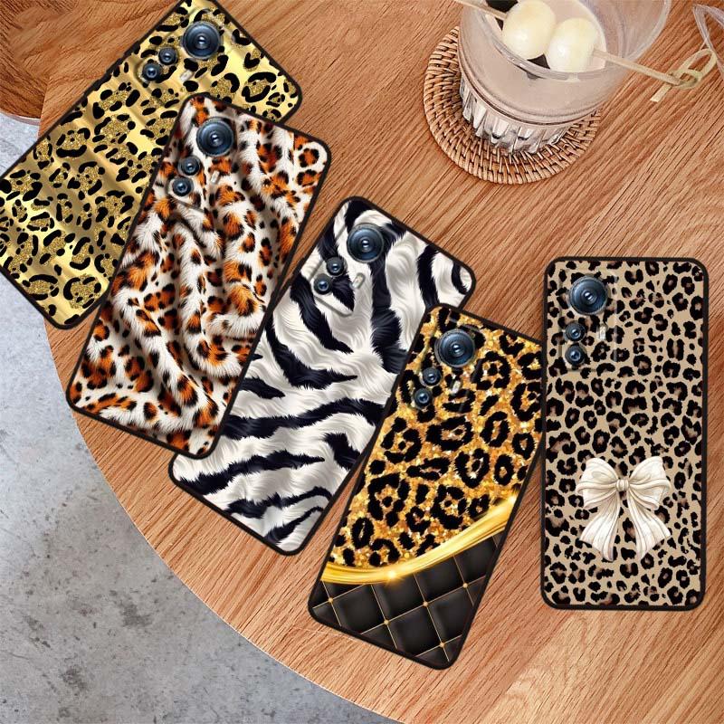 Luxurious leopard print pattern Phone Case For Xiaomi Mi 15 14 13 13T 12 12T 12S 11 11i 11T Pro Ultra Lite 5G Black Soft